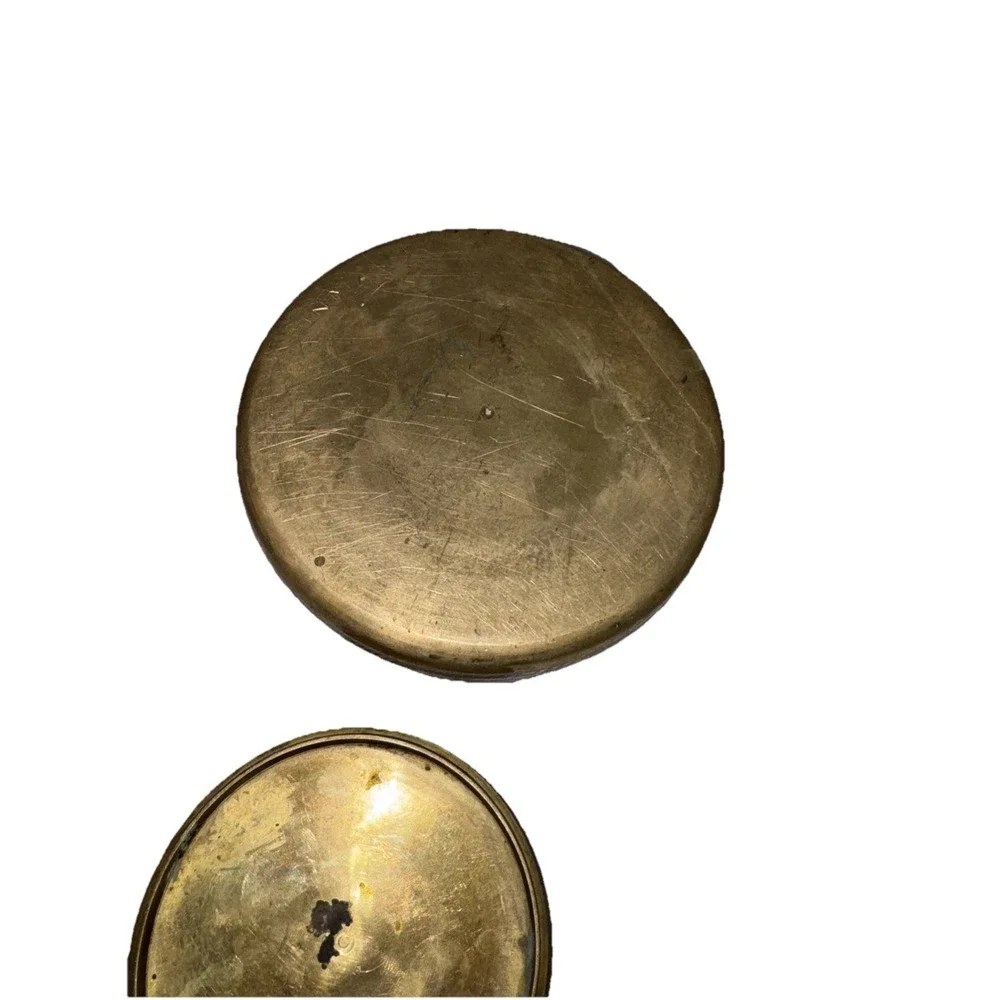 Vintage Brass Bowl with Lid Camels and‎ Palm Trees